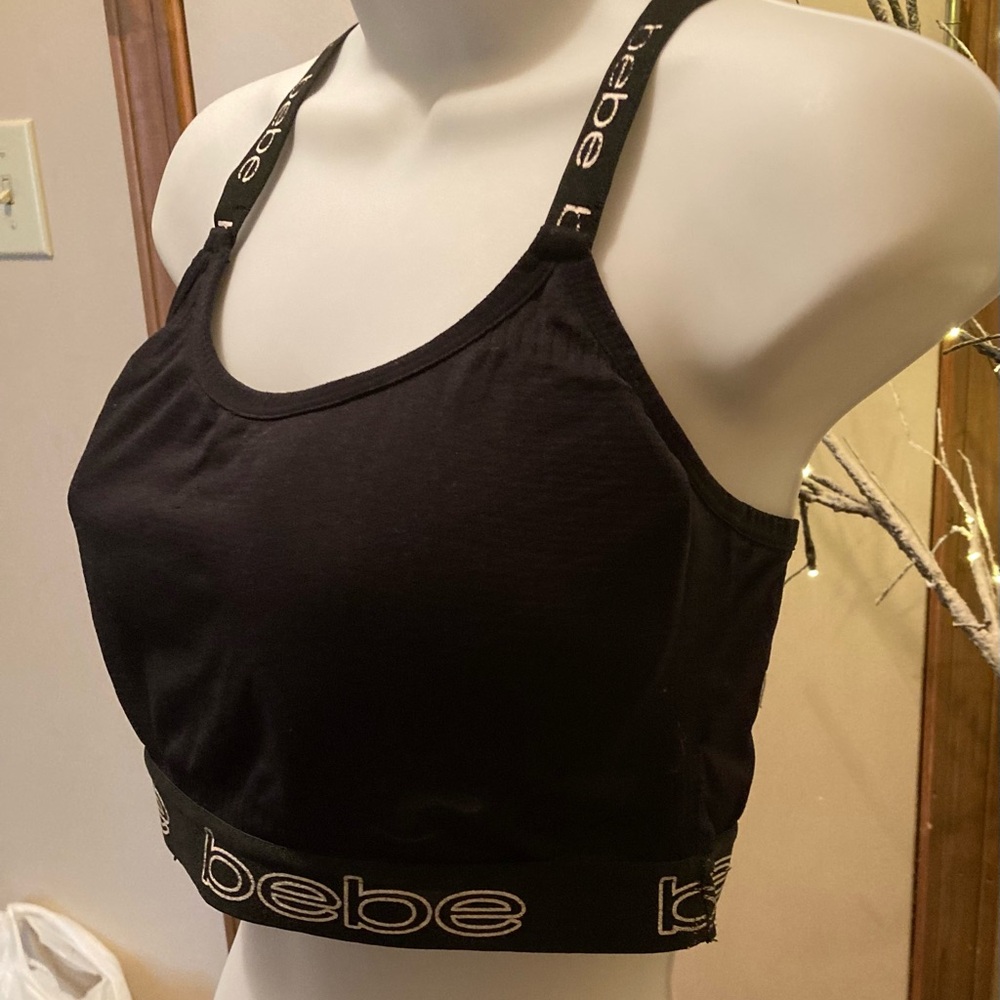 Bebe Black Sports Bra with Branded Straps
